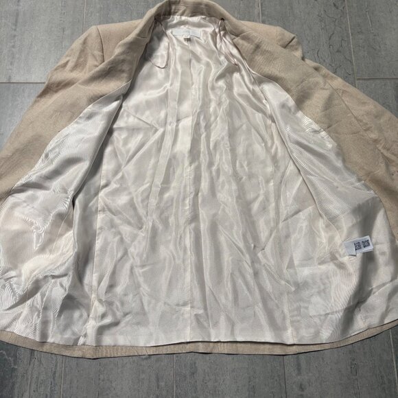 ZARA Oversized Linen Blend Longline Blazer Neutral Beige Tan Size Medium - Picture 6 of 12